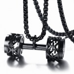 Men's Titanium Pendant Dumbbell Black PN-810