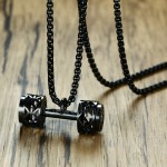 Men's Titanium Pendant Dumbbell Black PN-810