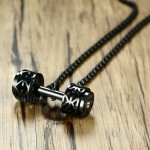 Men's Titanium Pendant Dumbbell Black PN-810