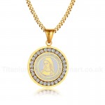 Men's Titanium Pendant 31 mm Zircon Virgin Mary PN-628