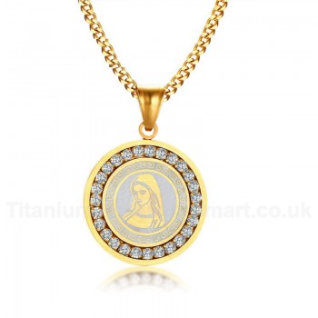 Men's Titanium Pendant 31 mm Zircon Virgin Mary PN-628