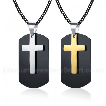 Unisex Titanium Pendant Tag Cross Black PN-1079