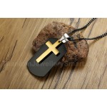 Unisex Titanium Pendant Tag Cross Black PN-1079