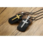 Unisex Titanium Pendant Tag Cross Black PN-1079