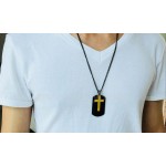 Unisex Titanium Pendant Tag Cross Black PN-1079