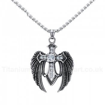 Men's Titanium Pendant 50.7 mm Crystal Cross Wing PN-830S