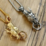 Men's Titanium Pendant Chinese Dragon Head with Ring PN-512