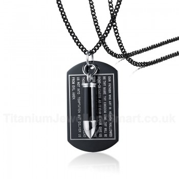 Men's Titanium Pendant Tag Bullet Black PN-1080