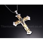 Unisex Titanium Pendant Three Layers Crystal Cross PN-094