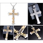 Unisex Titanium Pendant Three Layers Crystal Cross PN-094