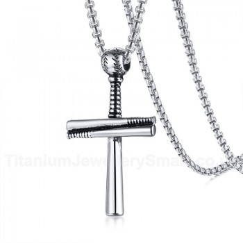 Men's Titanium Pendant Baseball Bat Cross Sport PN-1096S