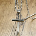 Men's Titanium Pendant Baseball Bat Cross Sport PN-1096S