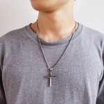 Men's Titanium Pendant Baseball Bat Cross Sport PN-1096S