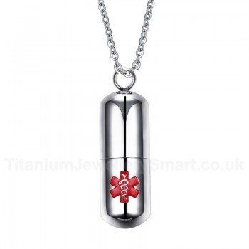 Men's Titanium Pendant 26 mm Medical ID Capsule Openable PN-685