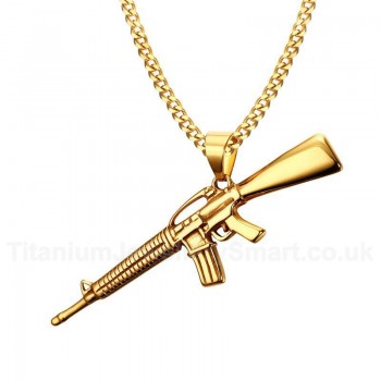 Men's Titanium Pendant M-16 Submachine Gun PN-555