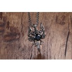 Men's Titanium Pendant 44 mm Black Zircon Two Chinese Dragon Sword PN-712