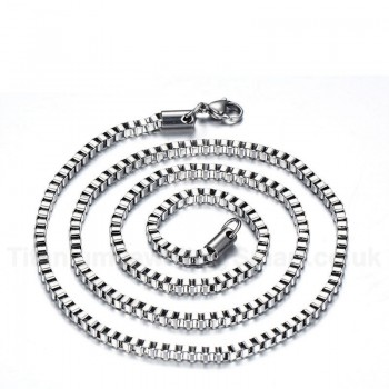 Unisex Titanium Necklace 3 mm Box Chain NC-004