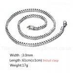 Unisex Titanium Necklace 3 mm Box Chain NC-004