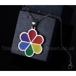 Women's Titanium Pendant Rainbow Petal Tag P PN-031