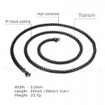 Unisex Titanium Necklace 5 mm Black NC-141B