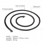 Unisex Titanium Necklace 5 mm Black NC-141B