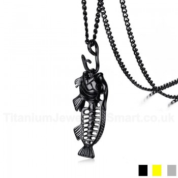 Men's Titanium Pendant Skull Fish Skeleton PN-884