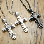 Men's Titanium Pendant Three Layers Cross PN-1111