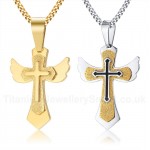 Unisex Titanium Pendant Angel Wing Cross PN-116