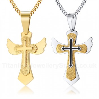 Unisex Titanium Pendant Angel Wing Cross PN-116