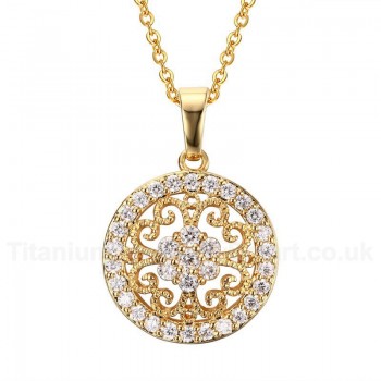 Women's Brass Pendant Round Sun Flower PNB-007