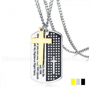 Men's Titanium Pendant Tag Cross Two Pieces PN1054