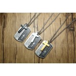 Men's Titanium Pendant Tag Cross Two Pieces PN1054