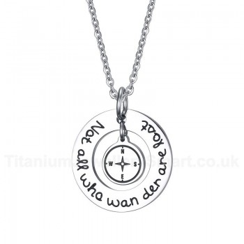 Unisex Titanium Pendant 25 mm Compass Tag PN-615