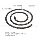 Unisex Titanium Necklace 7 mm Black NC-142b