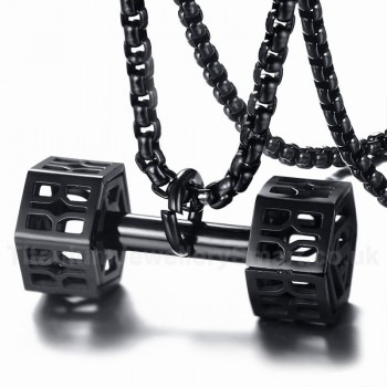 Men's Titanium Pendant Hollow Dumbbell Black PN-807