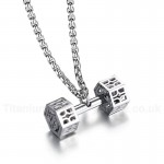 Men's Titanium Pendant Hollow Dumbbell Black PN-807