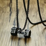 Men's Titanium Pendant Hollow Dumbbell Black PN-807