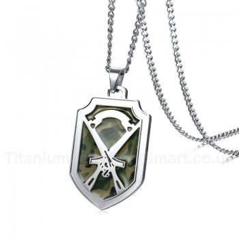 Men's Titanium Pendant Camo Rifle PN-820S