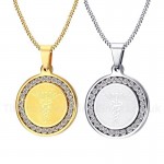 Unisex Titanium Pendant 29 mm Round Zircon Medical ID Two PN-619