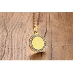 Unisex Titanium Pendant 29 mm Round Zircon Medical ID Two PN-619