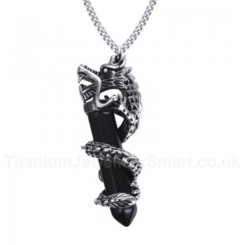 Men's Pendant 58 mm Chinese Dragon Black Agate PN-562