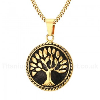 Unisex Titanium Pendant 34 mm Christmas Tree Round PN-638