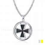 Men's Titanium Pendant 5 cm Crooss Round PN-794