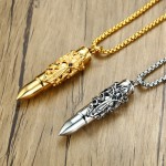 Men's Titanium Pendant Bullet Two Chinese Dragon PN-1150