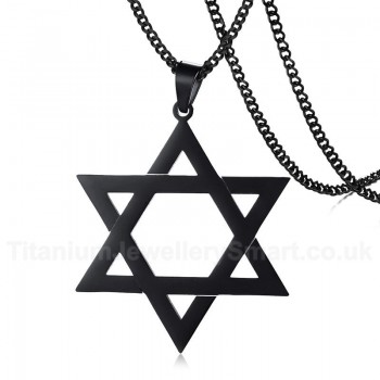 Unisex Titanium Pendant Hollow Hexagram Black PN-833B