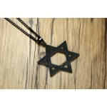 Unisex Titanium Pendant Hollow Hexagram Black PN-833B