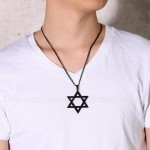 Unisex Titanium Pendant Hollow Hexagram Black PN-833B