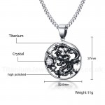 Men's Titanium Pendant Zircon Chinese Dragon Round PN-800S