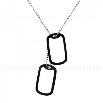 Men's Titanium Pendant 52 mm Two Tag Black PN-724