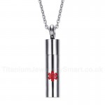 Men's Titanium Pendant Perfume Bottle 30 mm Medical ID Cylinder Openable PN-683